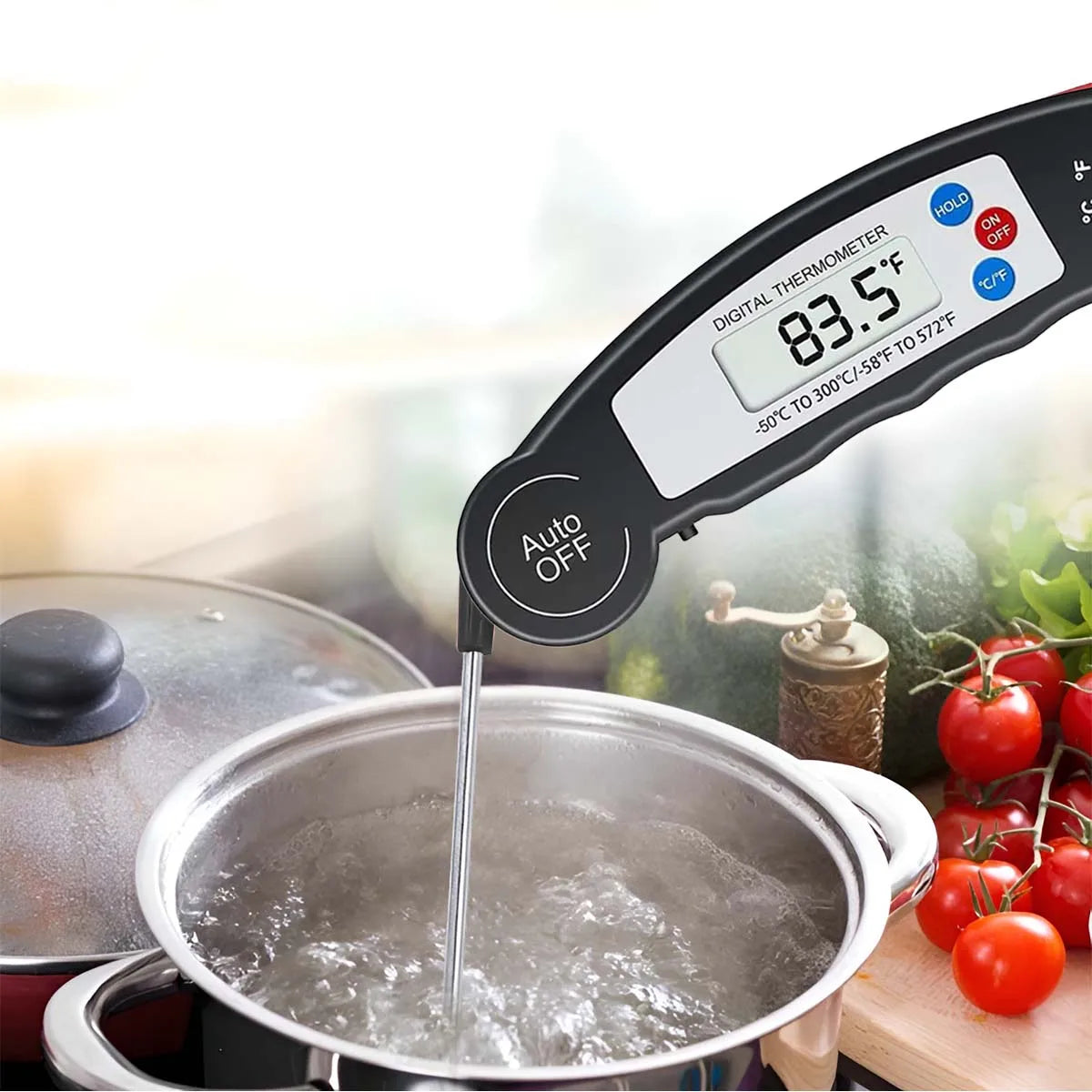 Digitalt Köks Termometer med Fällbar Probe – För Grill, BBQ och Matlagning
